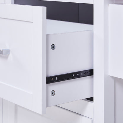53 Inch Rolling Kitchen Island with Thick Top Drawers & Spice Rack White