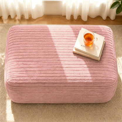 Ottoman Pink Plush Corduroy Modular Accent Ottoman for Living Room Bedroom