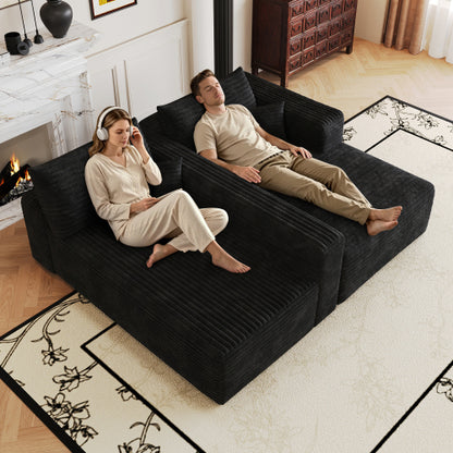103 inch  Black L-Shape Cloud Deep-Seat Corner Sectional Sofa, No Assembly