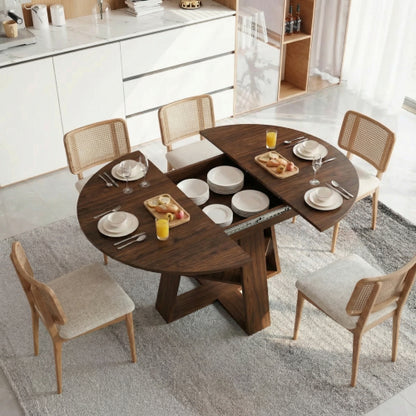 43-59 Inch Extendable Round Dining Table for 4-8 People