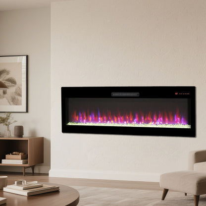 Smart 50" WiFi-Enabled Electric Fireplace Heater, Recessed in-Wall and Wall-Mounted