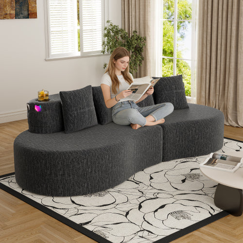 Modern Curved Sectional 3 Seat Minimalist Elegant Half Moon Sofa Compressed Modular Sectional Sofa for Living Room, Office, Apartment