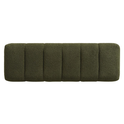 Upholstered Dining Bench for Dining Room, No-Assembly End of Bed Entryway Bench Ottoman for Bedroom Living Room, Green Boucle Fabric, Leg 300 LBS Weight Capacity