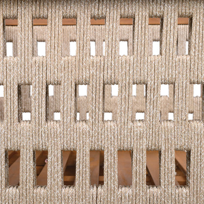 Acacia Wood Outdoor Club Chair with Beige Rope Arm and Beige Cushions,400 lbs Capacity