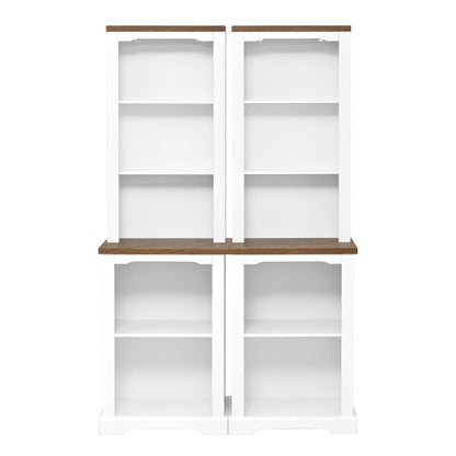 White Walnut Curved Top Two-Piece Combined Anti-Tip Tall Storage Cabinet