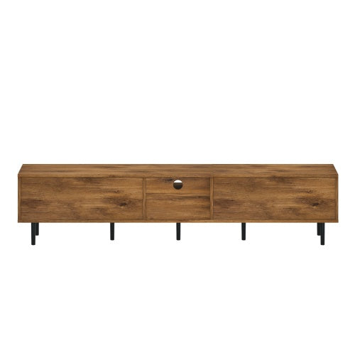 78 Inch TV Stand with Storage Cabinets Natural Wood Entertainment Center