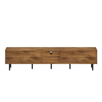 78 Inch TV Stand with Storage Cabinets Natural Wood Entertainment Center
