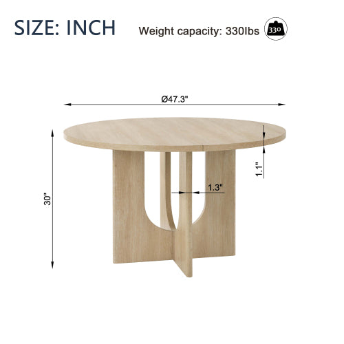 47.3 Inch Round Dining Table, Light Oak