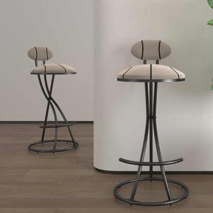 Upholstered Bar Stools Set of 2 Striped Counter Height Barstools Modern Velvet Dining Chairs for Kitchen Island, Living Room (Black & Stripe)