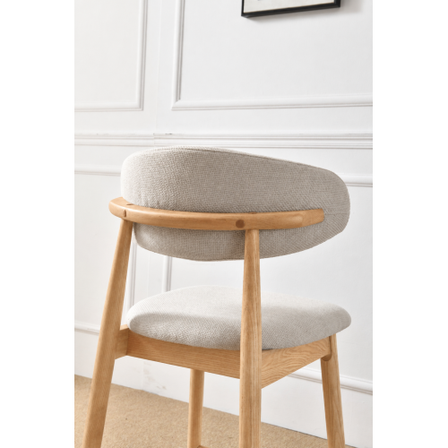 Solid Ash Wood Counter Stools with Upholstered Seats, Set of 2, Oak