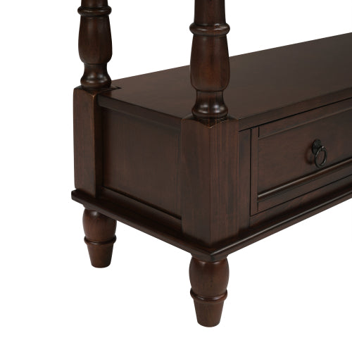 54 Inch Solid Wood Console Table with 6 Drawers & Shelf Espresso Brown