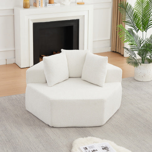 54-Inch Hexagonal Modular Chenille Lounge Chair, Compressed Foam Sofa