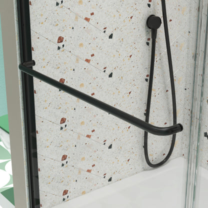 Bathtub Bypass shower door, sliding door, with 1/4" tempered glass and Matted black finish 56"-60"x58"
