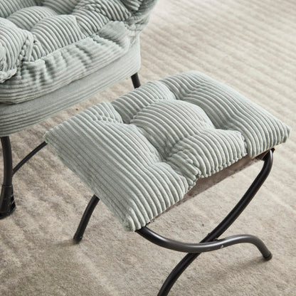 Lazy Chair with Ottoman, Modern Lounge Accent Chair with Armrests and a Side Pocket