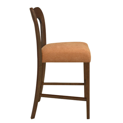 Rubberwood Counter Stools with Upholstered Seats, Set of 2, Caramel/Walnut