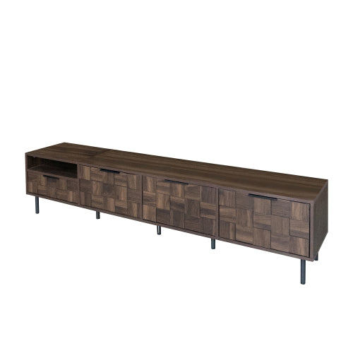 78 Inch Modern TV Stand with Storage Cabinets Walnut Media Console