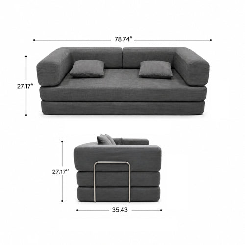 Multifunctional Convertible Corduroy 2-Seat Sofa Bed, Wide-Body Pure Sponge Compression Sofa for Small Space