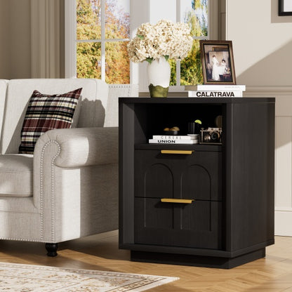 Black 2-Pack Nightstands with Charging Station