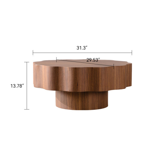 31.5 Inch Scalloped Edge Coffee Table, Walnut