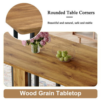 Wood Grain MDF Dining Table with Metal Frame
