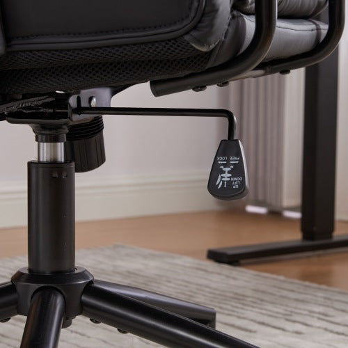 Office Chair,Mid Back Home Office Desk Task Chair with Wheels and Arms Ergonomic PU Leather Computer Rolling Swivel Chair with Padded Armrest,The back of the chair can recline 40¡ã (Black),SW1741BK