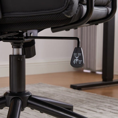 Office Chair,Mid Back Home Office Desk Task Chair with Wheels and Arms Ergonomic PU Leather Computer Rolling Swivel Chair with Padded Armrest,The back of the chair can recline 40¡ã (Black),SW1741BK