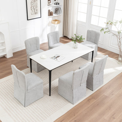Set of 2 Gray Linen Armless Dining Side Chairs, Padded Seat & Backrest, Iron Frame, 250lbs Capacity for Kitchen & Living Room