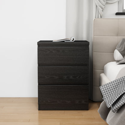 19.7 Inch Black Handle-Free Nightstand, 3 Drawers Thickened Top Plate Modern Side Table