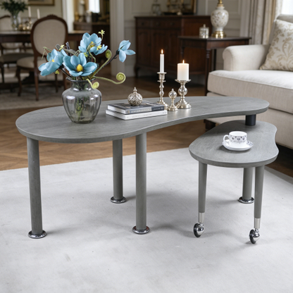 360° Rotatable Coffee Table, Oak Veneer, Grey Brown/Walnut/Black