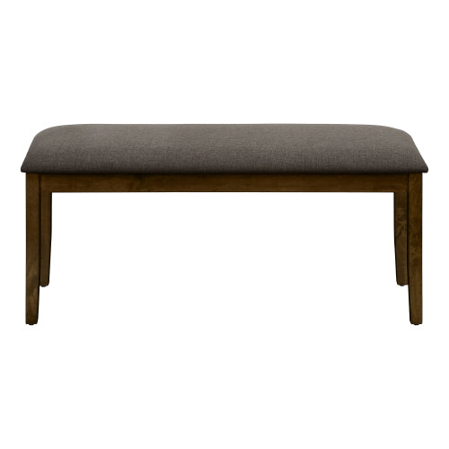 Bench, 44inch  Rectangular, Upholstered, Wood, Dining Room, Kitchen, Entryway, Brown Solid Wood, Brown Fabric, Transitional