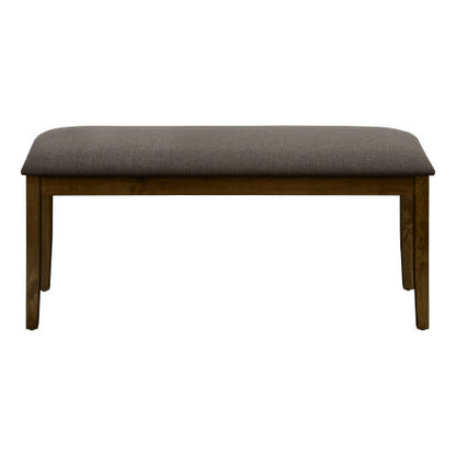 Bench, 44inch  Rectangular, Upholstered, Wood, Dining Room, Kitchen, Entryway, Brown Solid Wood, Brown Fabric, Transitional