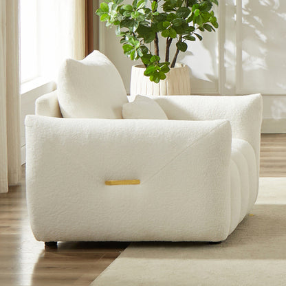 35.24-Inch Teddy Fleece Modern Lounge Accent Chair with 1 Pillow for Apartment Living-Room Bedroom