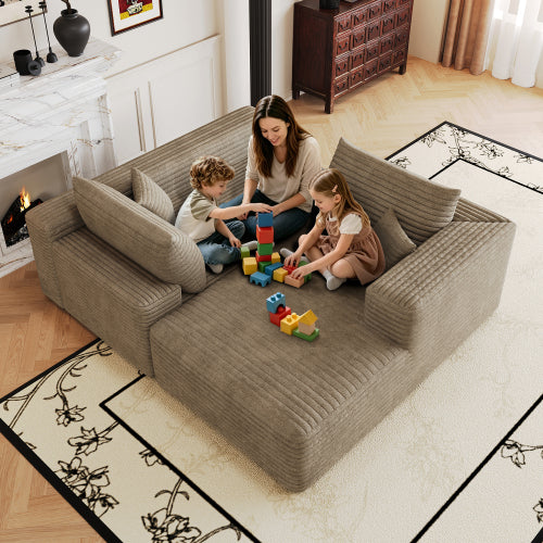 103 inch  Camel Corduroy L-Shape Cloud Sectional Sofa