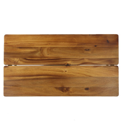 Rectangle Outdoor Coffee Table with Angled Tubular Legs and Wood Top, Black