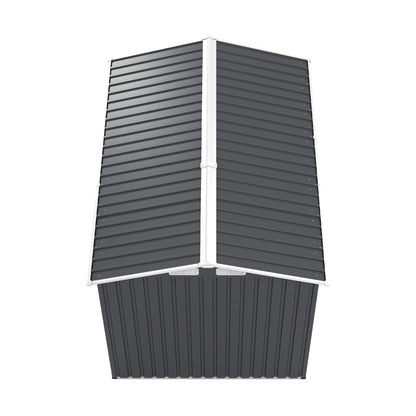 6x8FT Outdoor Steel Storage Shed with Clear Window, Lockable Doors, Compact Metal Tool Shed for Garden, Backyard, Patio, Utility, and Bike Storage,dark gray