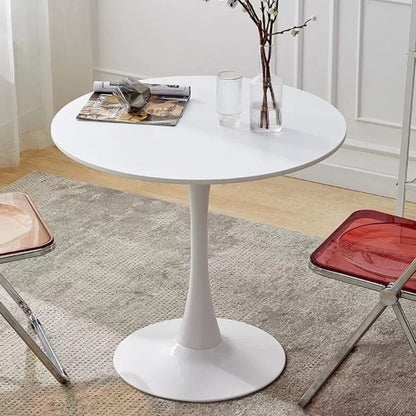 24inch  White Round Tulip Dining Table MDF Steel Base Modern Kitchen Coffee Table