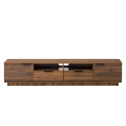 78.7 inch Walnut Wave Fluted TV Stand Legless Media Console Fits Up To 85 Inch TV