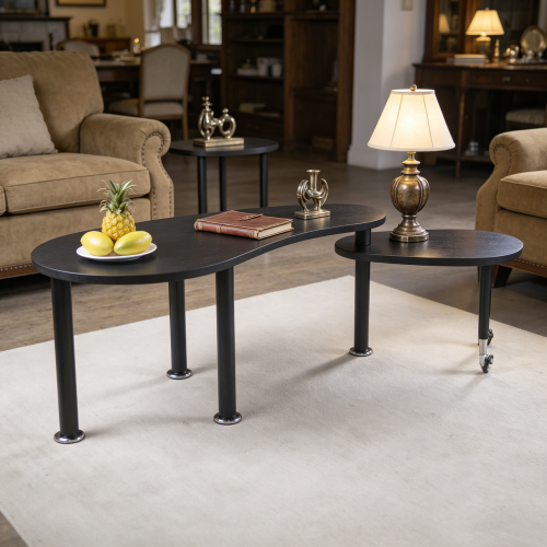 360° Rotatable Coffee Table, Oak Veneer, Multi-Color