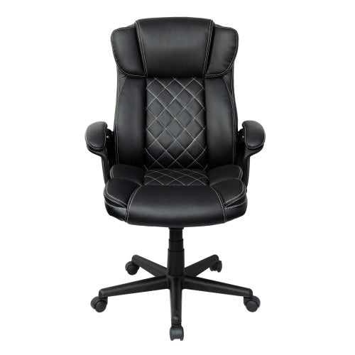 Ergonomic Executive Office Chair High Back Black Faux Leather ¨C Adjustable Height, Lumbar Support, Diamond-Stitched Padding, Swivel Desk Chair w/Armrests & Tilt Recline for Home Office