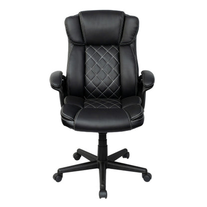 Ergonomic Executive Office Chair High Back Black Faux Leather ¨C Adjustable Height, Lumbar Support, Diamond-Stitched Padding, Swivel Desk Chair w/Armrests & Tilt Recline for Home Office