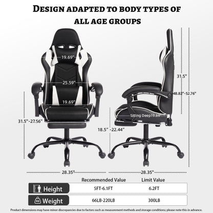 E-sports Gaming Chair Sports Car Driving Seat PU Material Moulded Sponge Comfortable and Safe With Massage White