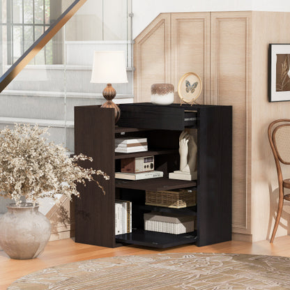 32.5 inch-58.8 inchW 40 inchH Multifuctional Storage Cabinet, Buffet Sideboard Cabinet with Drawer, Corner Cabinet for 44 inchH Window decor, Livingroom, Hallway, Entryway, Kitchen & Office  - Black & Walnut
