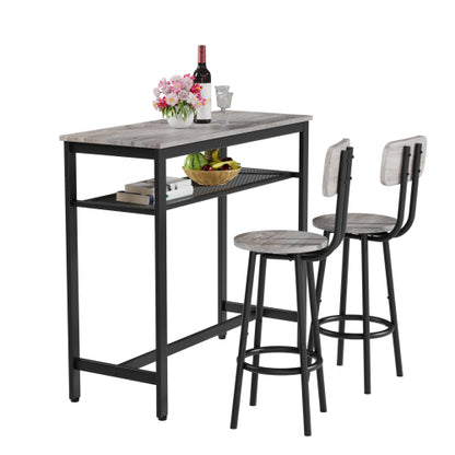 3-Piece Grey Bar Set, Square Table & 2 Stools