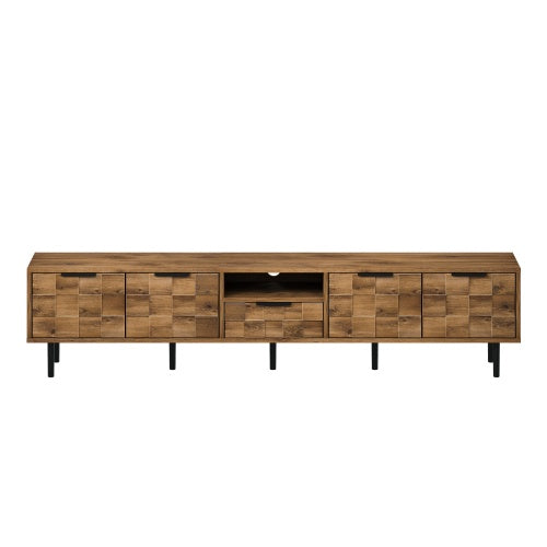 78 Inch TV Stand with Storage Cabinets Natural Wood Entertainment Center