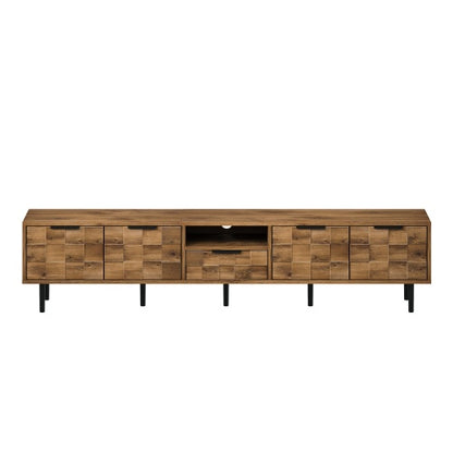 78 Inch TV Stand with Storage Cabinets Natural Wood Entertainment Center