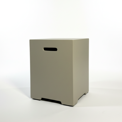 Propane Tank Cover 16 Inch, 20 LB Outdoor Tank Storage Hideaway Table for Gas Fire Pits, Concrete Tank Holder, Cement grey, light grey