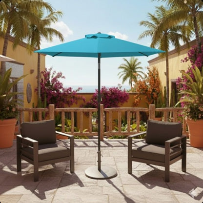 7.5 Feet Blue Market Umbrella with Crank Lift & Tilt. UV-Resistant Canopy for Pool, Backyard & Patio (Without base)