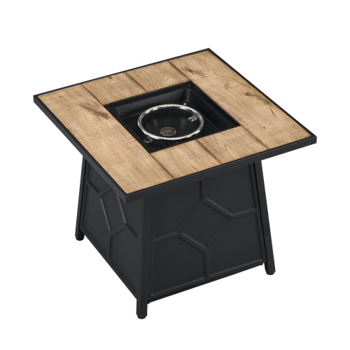 Fire Pit Table, 28-inch Square 40,000 BTU Auto-Ignition Propane Gas Firepit with Waterproof Cover