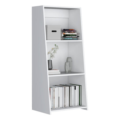 47inch  3-Shelf Bookcase, White Engineered Wood Storage Shelf