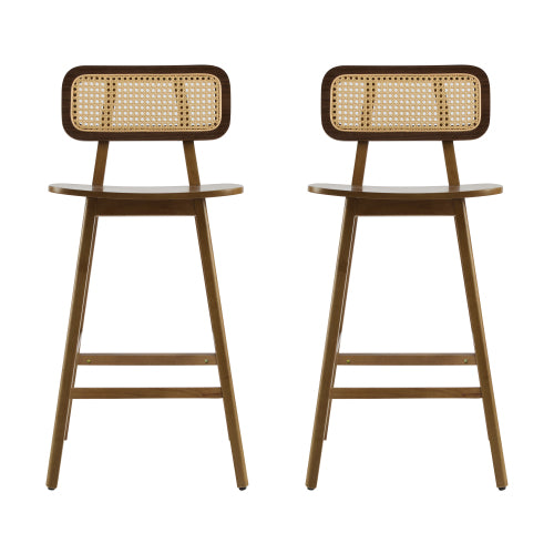 Indoor Wood Barstool, Walnut Finished, Set of 2
